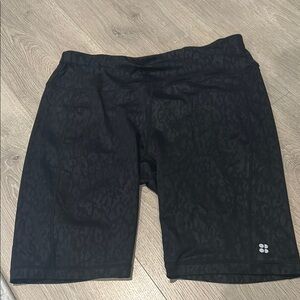 Sweaty Betty Black Leopard Print Athletic Shorts